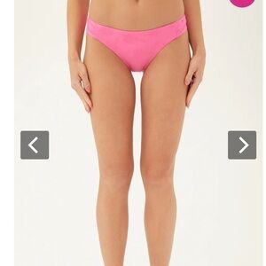 NEW Trina Turk Sway Side Tab Hipster Bikini Bottom Pink Palm Tree Size 10 NWT